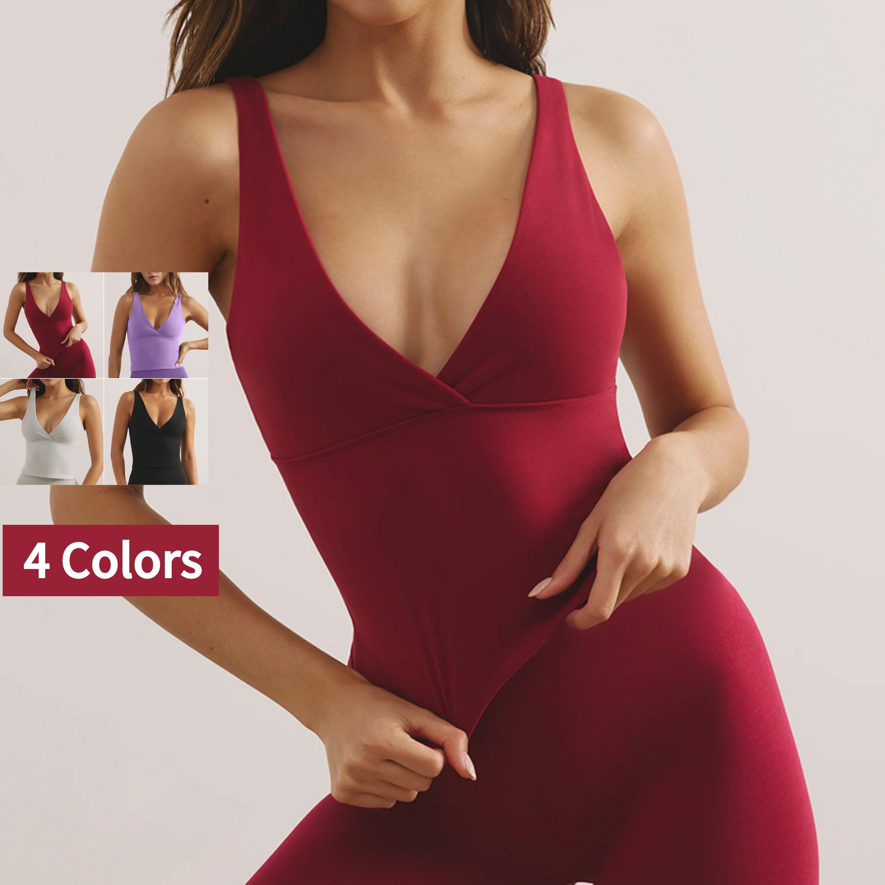 Women's New Breathable Deep V-Neck Gym Fitness Tank Top Sexy Printed Yoga Bras Fixed Pads Sports Bra