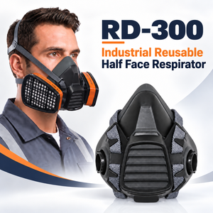 Respirador de Media Cara Reutilizable Industrial RD-300 con Cartucho de Filtro para Vapores Orgánicos, Protección Contra Polvo y Gases Nocivos - Product Image 1