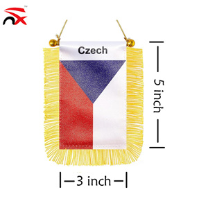 Bandera Colgante para Auto de la República Checa de Alta Calidad con Flecos Dorados, Mini Bandera Nacional para Espejo Retrovisor, Decoración Patriótica - Product Image 2