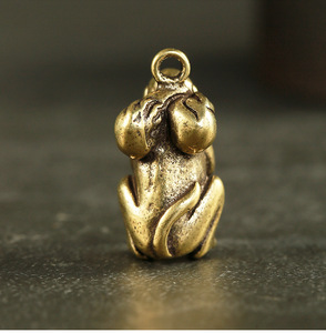 Ornements de singe en laiton, porte-clés micro-sculpté en Bronze antique, accessoires de décoration pour la maison, petite figurine - Product Image 5