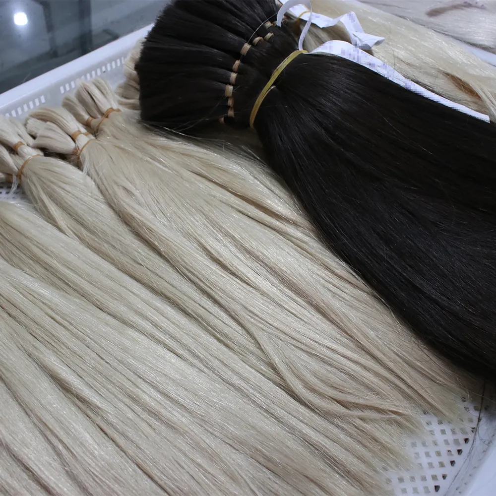 Vente en gros d'extensions de cheveux vendeurs vierges non traités 100% cheveux indiens humains en vrac pour V Light