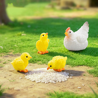 Set Ayam Miniatur untuk Taman Mini, Figur Ayam Resin untuk Taman Peri, Dekorasi Lanskap Lumut, Kerajinan DIY, Dekorasi Rumah