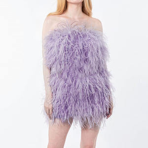 Abito da sera <span class=keywords><strong>senza</strong></span> maniche in piuma di struzzo da donna <span class=keywords><strong>senza</strong></span> maniche con piume lunghe <span class=keywords><strong>senza</strong></span> <span class=keywords><strong>spalline</strong></span> - Product Image 5