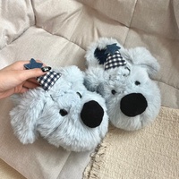 Chaussons doux et moelleux en peluche artificielle à motif étoilé pour femme, nouvelle collection automne, confortables, chauds, faciles à enfiler, chaussures fourrées pour la maison