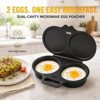 Cuiseur à œufs pour micro-ondes, 2 cavités, poignée ergonomique, petit-déjeuner rapide et sain, ustensile de cuisine