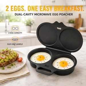 <span class=keywords><strong>Cuiseur</strong></span> à œufs pour <span class=keywords><strong>micro</strong></span>-ondes, 2 cavités, poignée ergonomique, petit-déjeuner rapide et sain, ustensile de cuisine - Product Image 2
