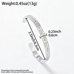 Trendy personnalisé <b>engraved</b> tribal symbolic motif silver 316L charms bulk handcrafted stainless steel fine cuff bracelet - Product Image 6