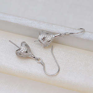 Boucles d'oreilles en argent S925 avec perle de jade, accessoires de bijoux DIY, ailes d'ange semi-finies 3911 avec chaîne simple - Product Image 2