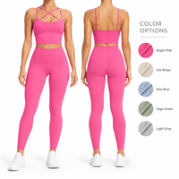 Ensemble de sport 2 pièces pour femme, anti-UV, séchage rapide, en Spandex/Nylon, avec bretelles croisées, extensible dans quatre directions, respirant, taille OEM