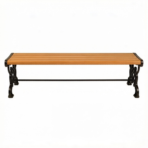 Banc de patio haut de gamme à pieds courbés décoratifs, en aluminium moulé robuste et bois massif, pour l'extérieur, idéal pour villas et jardins. - Product Image 5