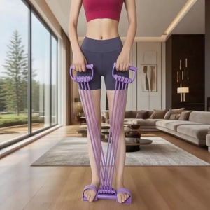 Multi-Functional 8 <strong>Tubes</strong> Powered Elastic Foot Pedal <strong>Resistance</strong> Bands Sit up Pull Rope Full-Body Stretching Foot Pedal - Product Image 4
