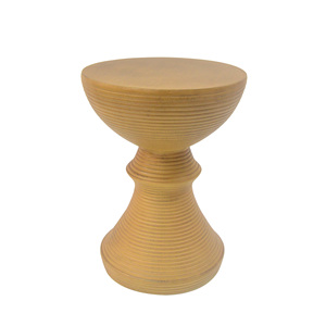 Ribbed Natural Concrete Outdoor Side <b>Table</b> 16 In Hourglass Design Weather Resistant <b>Patio</b> Garden Balcony Accent - Product Image 5