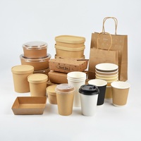 Embalagem de papel de embalagem biodegradável, descartável, rápido, para comida, embalagem, caixa de bacia, pote, janela de animal de estimação, macarrão, recipiente de salada