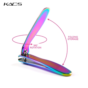 KADS 3Pcs <b>Rainbow</b> Stainless Steel Nail Clippers Kit with Glass Nail File, 360° Rotating Handle Manicure Pedicure Tools Set - Product Image 3