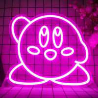 Enseigne néon LED Kirby faite à la main en acrylique, motif dessin animé, publicité de jeu, décoration murale de bar, alimentée par piles, étanche IP54