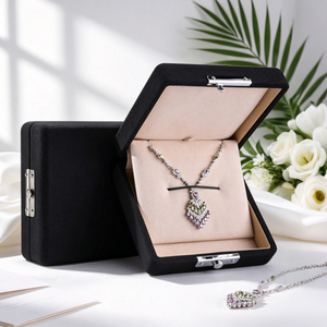 JINSKY Elegant Rectangle Jewelry <b>Box</b> With Velvet Interior Hasps Closure For Earrings And <b>Rings</b> Gift Storage Case - Product Image 3