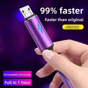 Nuevo 100W carga rápida de Flash Luz de respiración 5A teléfono móvil luminoso USB carga rápida Android Nylon trenzado V8 <span class=keywords><strong>Cable</strong></span> de carga - Product Image 2