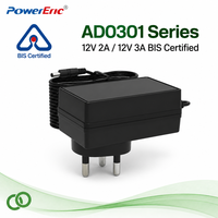 Fuente de Alimentación Conmutada de 12V 2A y 2.5A, 3A con Enchufe Indio, Adaptador de CA de 24V 1A con Protección OTP y OVP, de Fábrica Certificada BIS