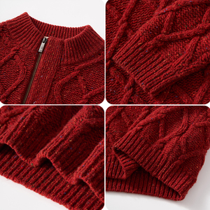 Pull en laine pour homme Broderie ODM Logo Motif Baggy Vintage Tricots Pull en jersey Pull à fermeture éclair - Product Image 4