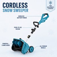 Nouvelle déneigeuse sans fil compacte de 16 pouces à batterie lithium pour usage domestique, outil portable à pousser pour éliminer la neige, machine à éjecter la neige
