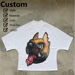 Échantillon d'usine de personnalisation: DTG-imprimé streetwear hip-hop drop shoulder surdimensionné personnalisé pour hommes boxy 3/4 sleeve T-shirts. - Product Image 3