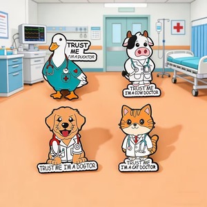 Collezione di spille smaltate a tema "Fidati di me, sono medico", graziose spille a forma di animali veterinari - Product Image 4