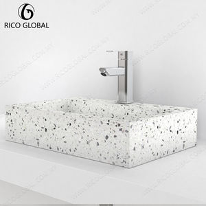 Meuble de salle de bain luxueux et minimaliste avec lavabo en terrazzo, matériau de la structure en PVC imperméable et résistant aux rayures, lavabo en céramique - Product Image 4