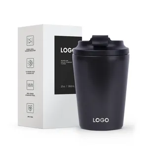 Leak-proof Insulated Coffee Mug 380ml Double Walled Vacuum Stainless Steel Coffee Tumbler Cup With Classic Flipe Lid