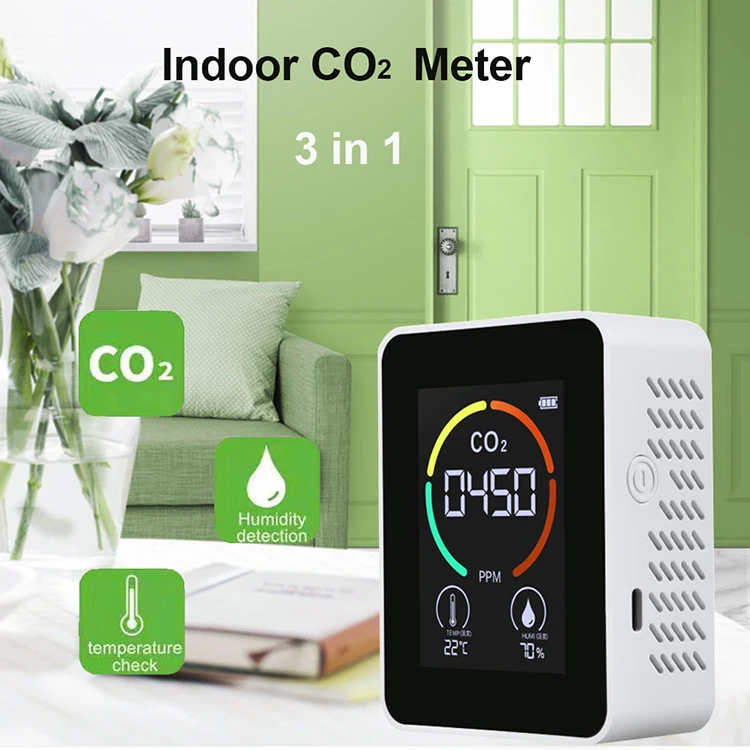 Gas Analyzers Indoor Mini Carbon Dioxide Concentration Detector Air Quality Monitor Portable 3in1 CO2 Meter Detector Tester