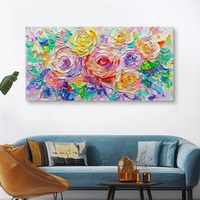 JZ Abstrait Texture Décor À La Maison Oeuvre 3D Main Grand Mur Coloré Art Peint À La Main Original Personnalisé Peinture À L'huile De Fleurs
