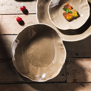 YAYU OEM Hotel Restaurante Retro Maillard Plato Platos Para <span class=keywords><strong>Sopa</strong></span> Pasta única Deep Khaki Mate Platos de ensalada Plato de postre japonés - Product Image 2