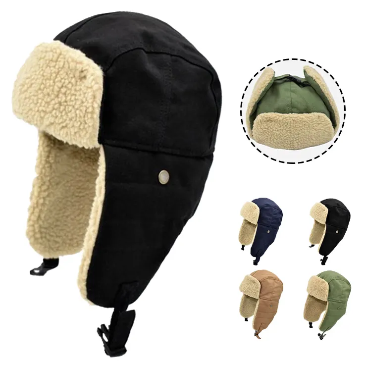 Winter Fleece Trapper Hat Cold Winter Brim Ear Flap Cycling Ski Snow Hat Thicken Windproof Cotton Winter Hat for Women