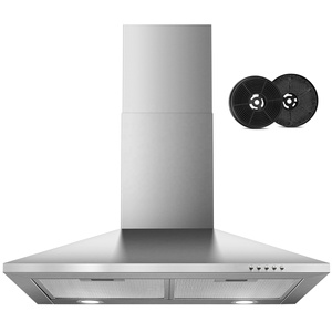 30 İnç 450 CFM Paslanmaz Çelik Duvara Monte Davlumbaz Alüminyum Hasır Filtre 3 Hızlı Düğme Kontrolü LED Işık - Product Image 1
