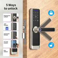 Serrure de porte intelligente Aurelysse Tuya avec poignée biométrique à empreinte digitale, haute sécurité, prix usine OEM ODM, pour maison, appartement, porte en bois, Cloud