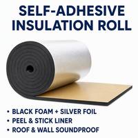 Rouleau d'isolation auto-adhésif en mousse noire avec feuille d'aluminium, pare-vibrations, imperméable, insonorisant pour toiture et murs, personnalisable OEM