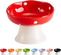Bol en céramique surélevé en forme de champignon avec logo couleur personnalisé pour petits chiens et chatons