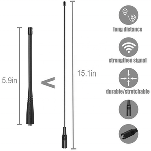 Antena de radio portátil de goma RH771 de 38 cm (15 pulgadas) con diamantes, 144/430 MHz VHF/UHF para walkie-talkie, antena universal para UV-5R - Product Image 2