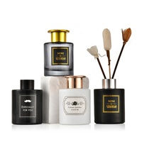 Bouteille vide en verre coloré pour diffuseur de parfum, avec bâtonnets en rotin et fleur de Sola, pour la décoration intérieure