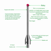 Sonde à bille de précision en rubis, stylet en carbure d'acier inoxydable, filetage M3 pour mesure coordonnée 3D et inspection de moules - yimihelong