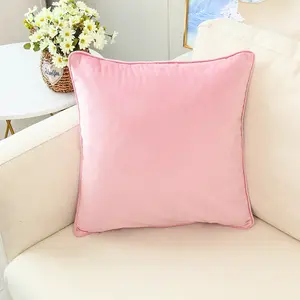 Decorative Throw Pillow Covers Velvet Piping Edge Cushion Cases Modern Double-Sided Soft Velvet Cushion Cushion For Home Decor