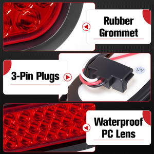 Feu arrière ovale à LED rouge 24 LED de <span class=keywords><strong>6</strong></span>,3 pouces avec lentille rouge, feux de positionnement/anti-brouillard/clignotants pour camions, semi-remorques, 12V, étanche IP67 - Product Image 4