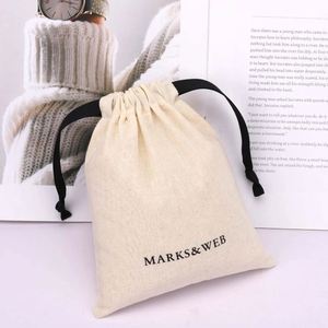 Custom Logo Printed Logo Printed Luxury Cotton Cosmetic <b>Wallet</b> Belt Packing Drawstring Bag Luxury Cotton Muslin Dust Pouch - Product Image 1