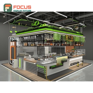 Mostrador de Servicio Personalizado para Cafetería, Acabado en Madera Laminada, Área de Exhibición de Botellas de Sirope, Mostrador de Servicio para Tienda - Product Image 1