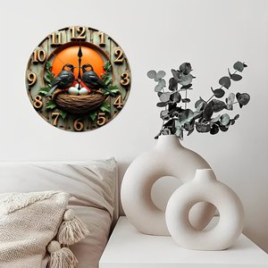 Round Wooden Wall <b>Clock</b> 25cm <b>Silent</b> Quartz Indoor Decorative <b>Clock</b> - Product Image 3
