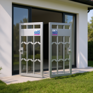 Persianas de seguridad ajustables para ventanas, 2 piezas, 39,4-59,1 pulgadas, aleación de aluminio plateado, funcionamiento manual, diseño minimalista - Product Image 2