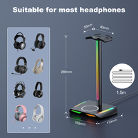 Support de casque gaming avec chargement sans fil, hub USB 3 ports et LED RGB, modèle New Bee Z12 – Vente en gros