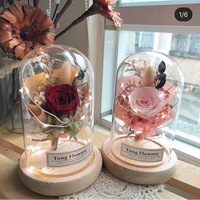 Vente en gros d'usine Liviflo, boîte cadeau de roses éternelles préservées, couvercle en verre, fabrication artisanale, qualité supérieure, remise de diplôme, fête des pères