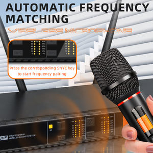 Microphone sans fil professionnel UHF portable Bine DR28 pour scène et karaoké, en métal - Product Image 3