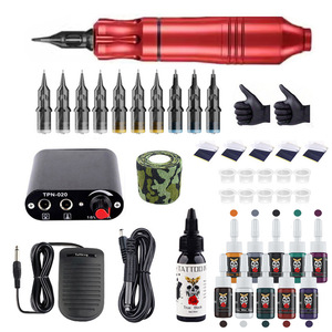 Set de Máquina de Tatuaje Permanente de Acero Inoxidable con Botón Manual, Kits de Pluma, Agujas de Cartucho y Fuente de Alimentación <span class=keywords><strong>para</strong></span> Principiantes - Product Image 2