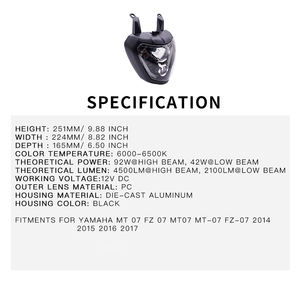 Phare Led pour pièces Yamaha 2014-2017 MT 07 FZ 07 approuvé Emark pour Yamaha MT07 MT-07 FZ-07 - Product Image 5
